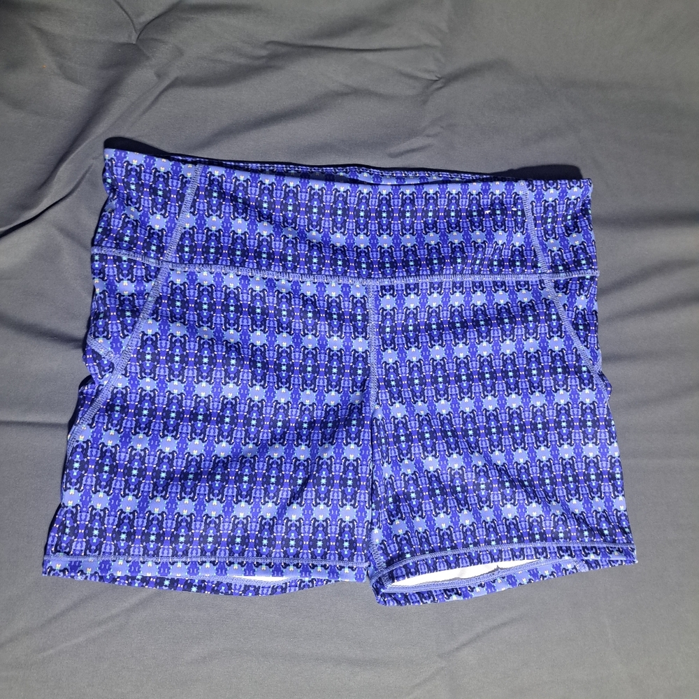 Gapfit G Fast Womens M Running Shorts Blue Patterned Stretch